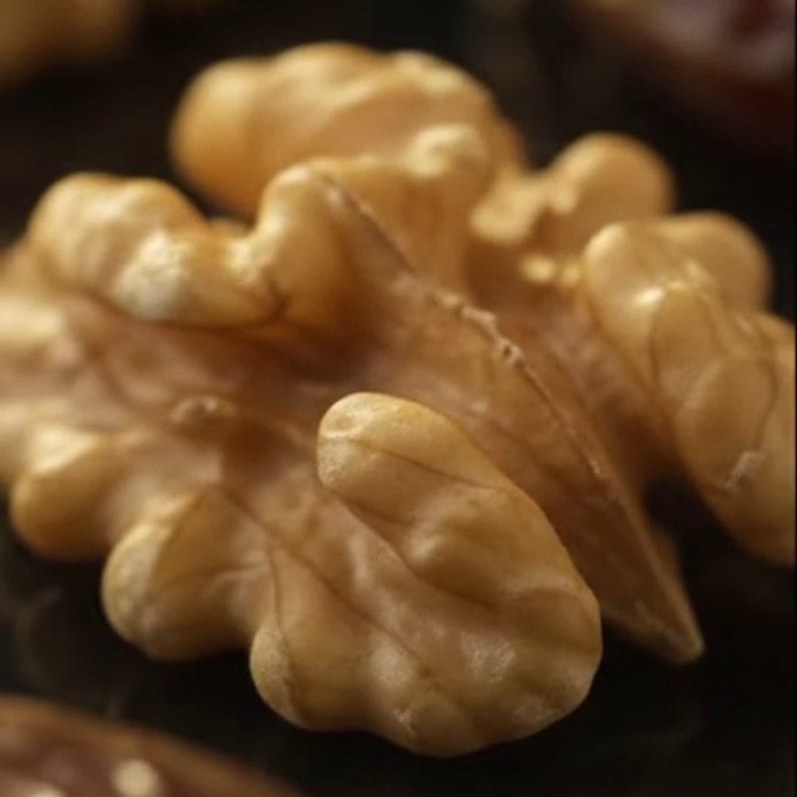A walnut kernel among dates